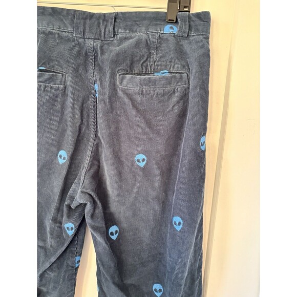 Urban Outfitters Men Embroidered Alien Wideleg Baggy Pants Blue Corduroy Sz 30 - Picture 5 of 8